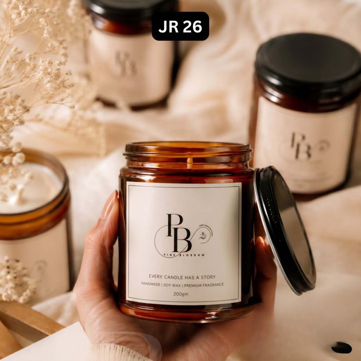 Amber jar candle with custom label